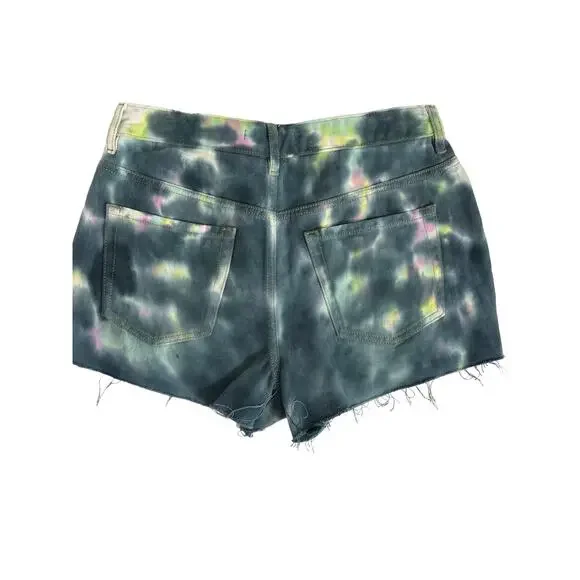 Pacsun High Rise TIE DYE FESTIVAL Denim Jean Shorts | Sz 27 | New! - Picture 2 of 9